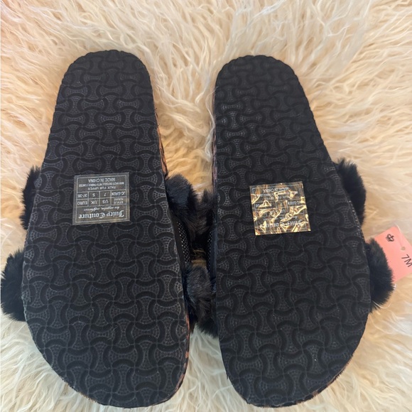 NIB Juicy Couture Women's Leopard Faux Fur Embellished Slides - Picture 5 of 6
